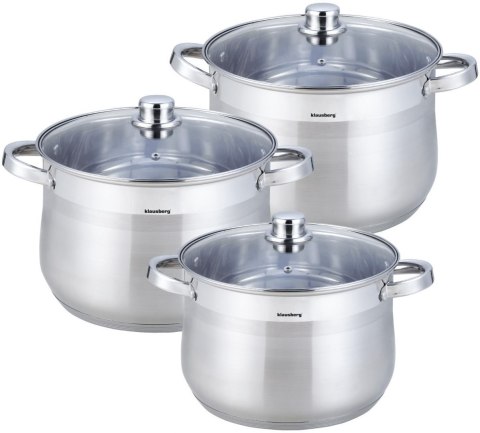 ZESTAW 3 DUŻYCH GARNKÓW KLAUSBERG 10/13/16L KB-7178 ZESTAW 3 DUŻYCH GARNKÓW KLAUSBERG 10/13/16L KB-7178