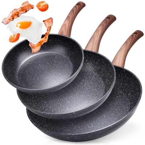 ZESTAW 3 PATELNI GRANITOWYCH BLACK&WOOD 20/24/28 cm 199011 ZESTAW 3 PATELNI GRANITOWYCH BLACK&WOOD 20/24/28 cm 199011